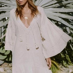 SPELL LOTTI BOTANICAL DYE MINI DRESS CREAM